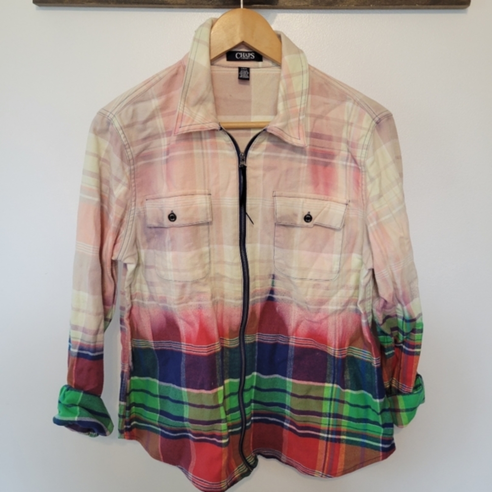 Recycled reloved‎ Chaps bleached zip front flannel women's large